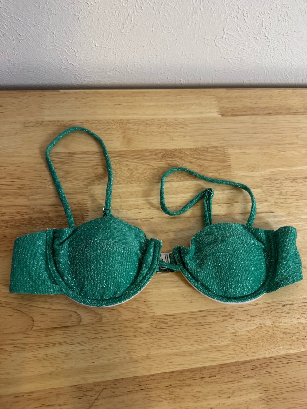Metallic Green Sparkle Balconette Bikini Top